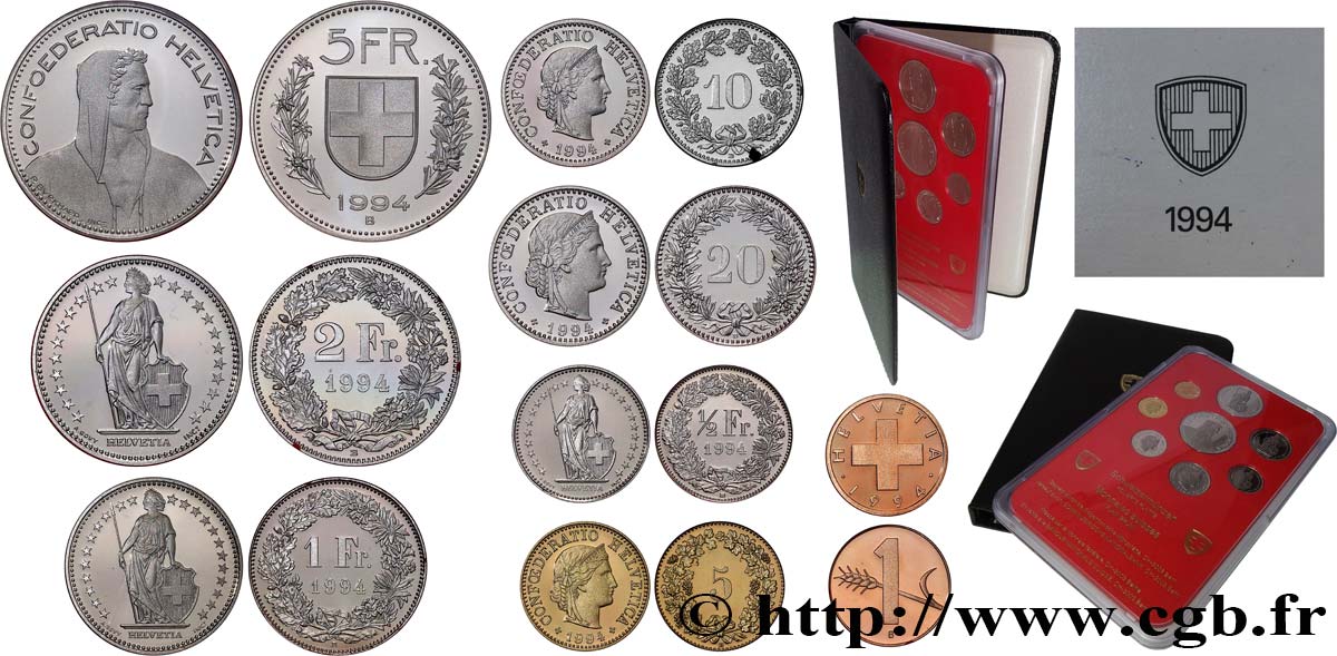 SVIZZERA  Série Proof 8 Monnaies 1994  BE 