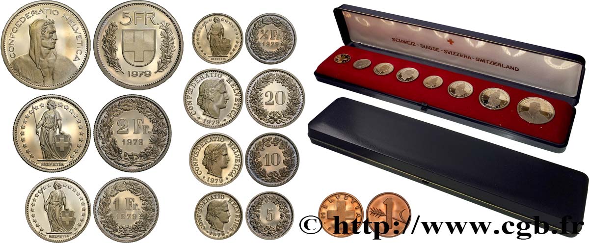 SWITZERLAND Série Flan Bruni Proof 8 Monnaies 1979  Proof set 