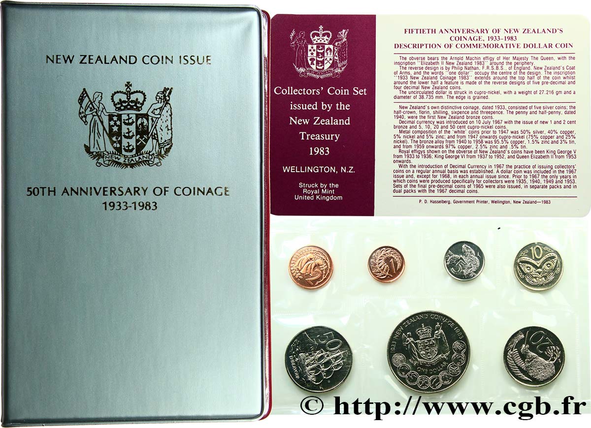 NOUVELLE-ZÉLANDE Série 7 monnaies 1983  FDC 