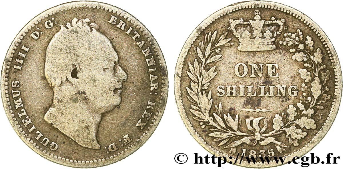 ROYAUME-UNI 1 Shilling Guillaume IV 1835  TB 