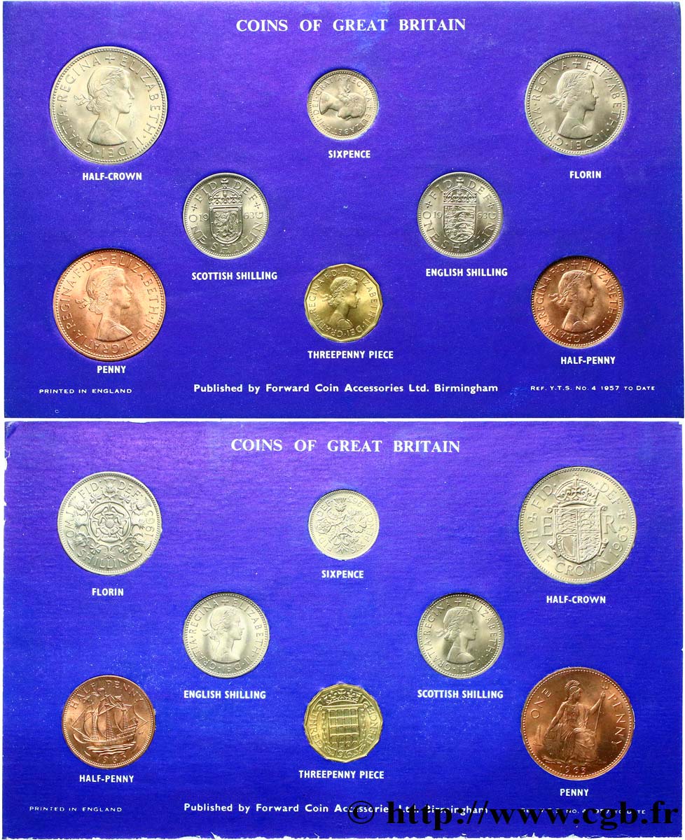 VEREINIGTEN KÖNIGREICH Série 8 monnaies 1963  VZ 