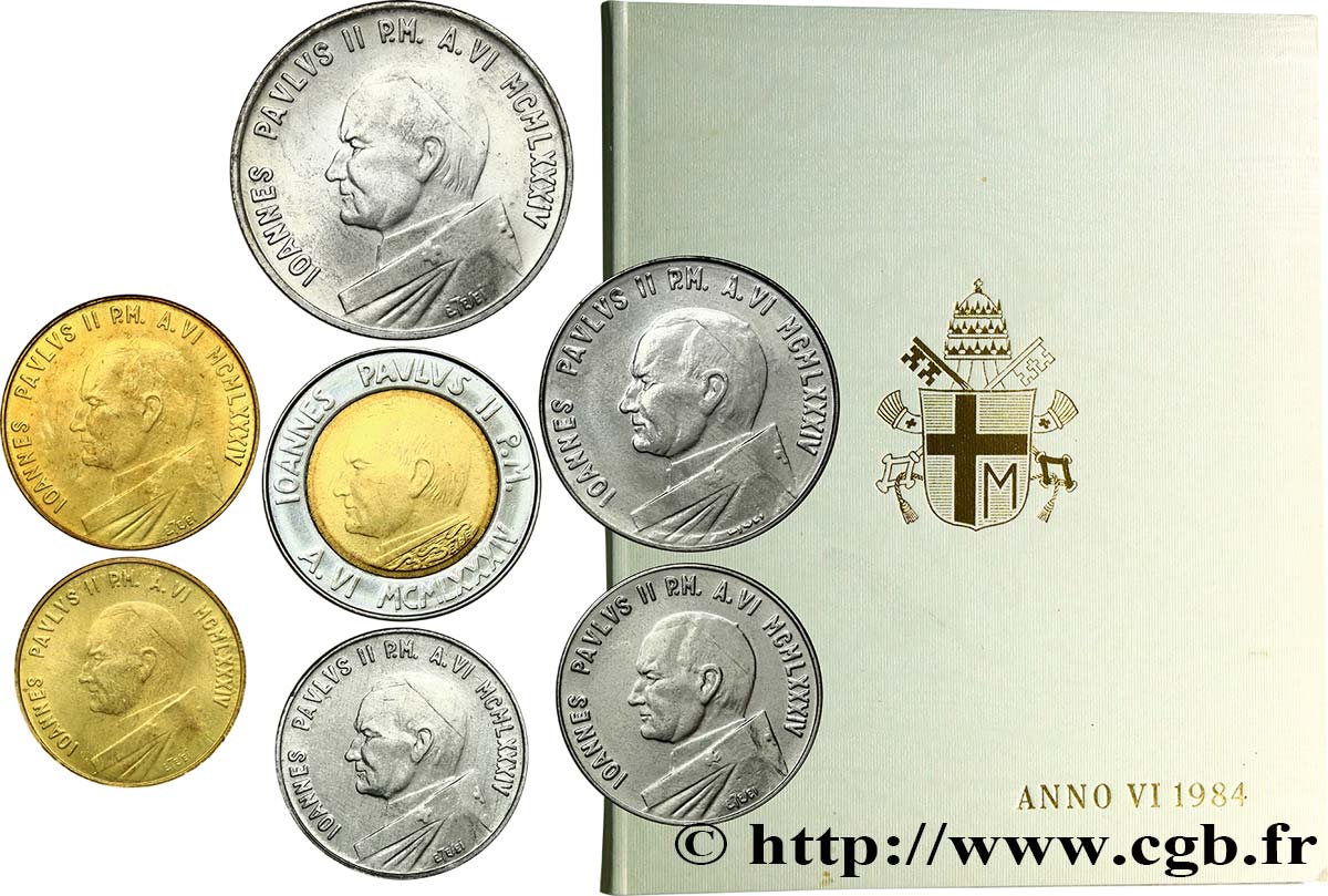 VATICANO E STATO PONTIFICIO Série 7 monnaies Jean-Paul II an VI 1984 Rome FDC 