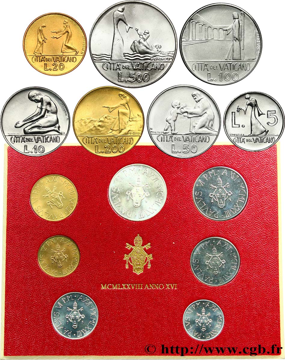 VATICAN ET ÉTATS PONTIFICAUX Série 7 monnaies Paul VI an XIII 1978 Rome FDC 