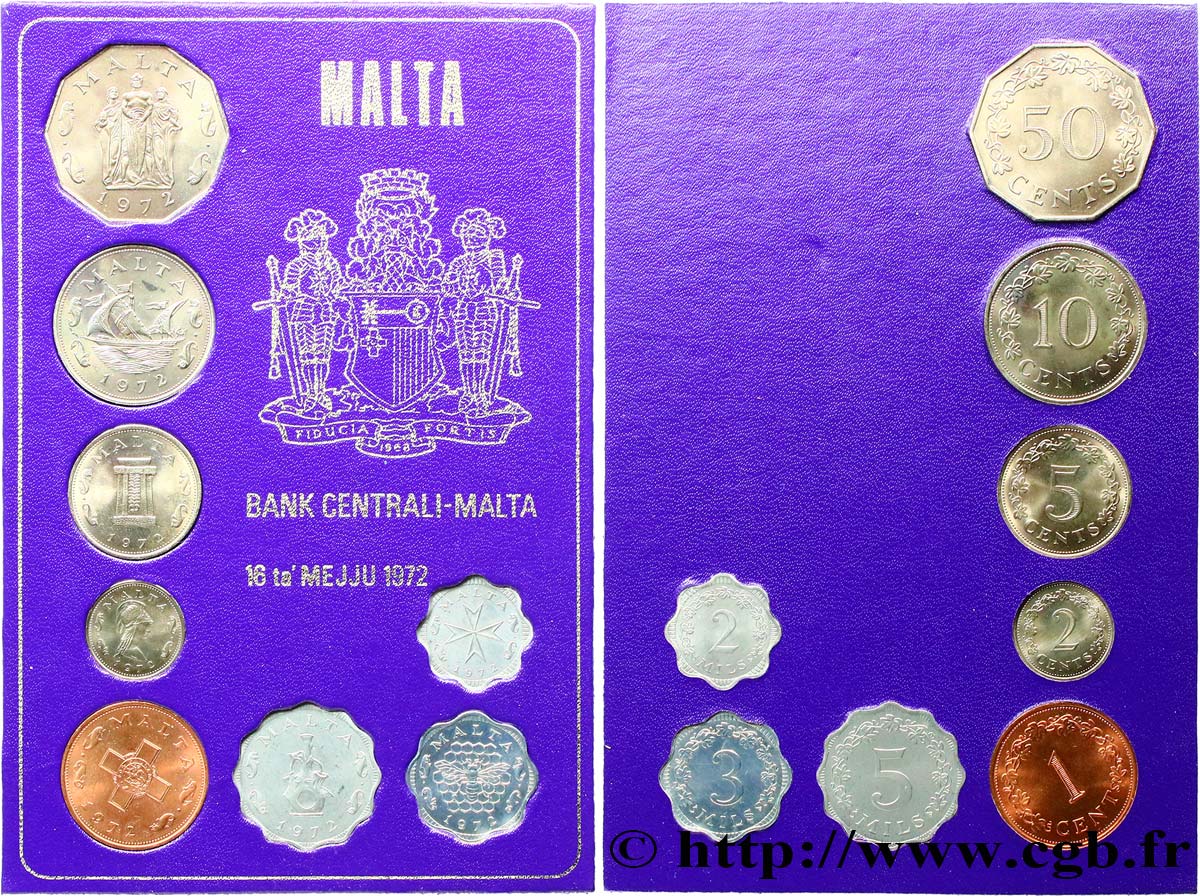 MALTA Série  8 monnaies 1972  MS 