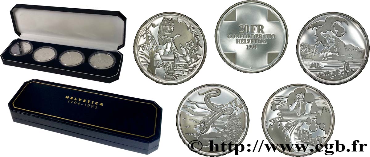 SWITZERLAND 20 Francs - Série Proof 1994-1996 Berne Proof set 