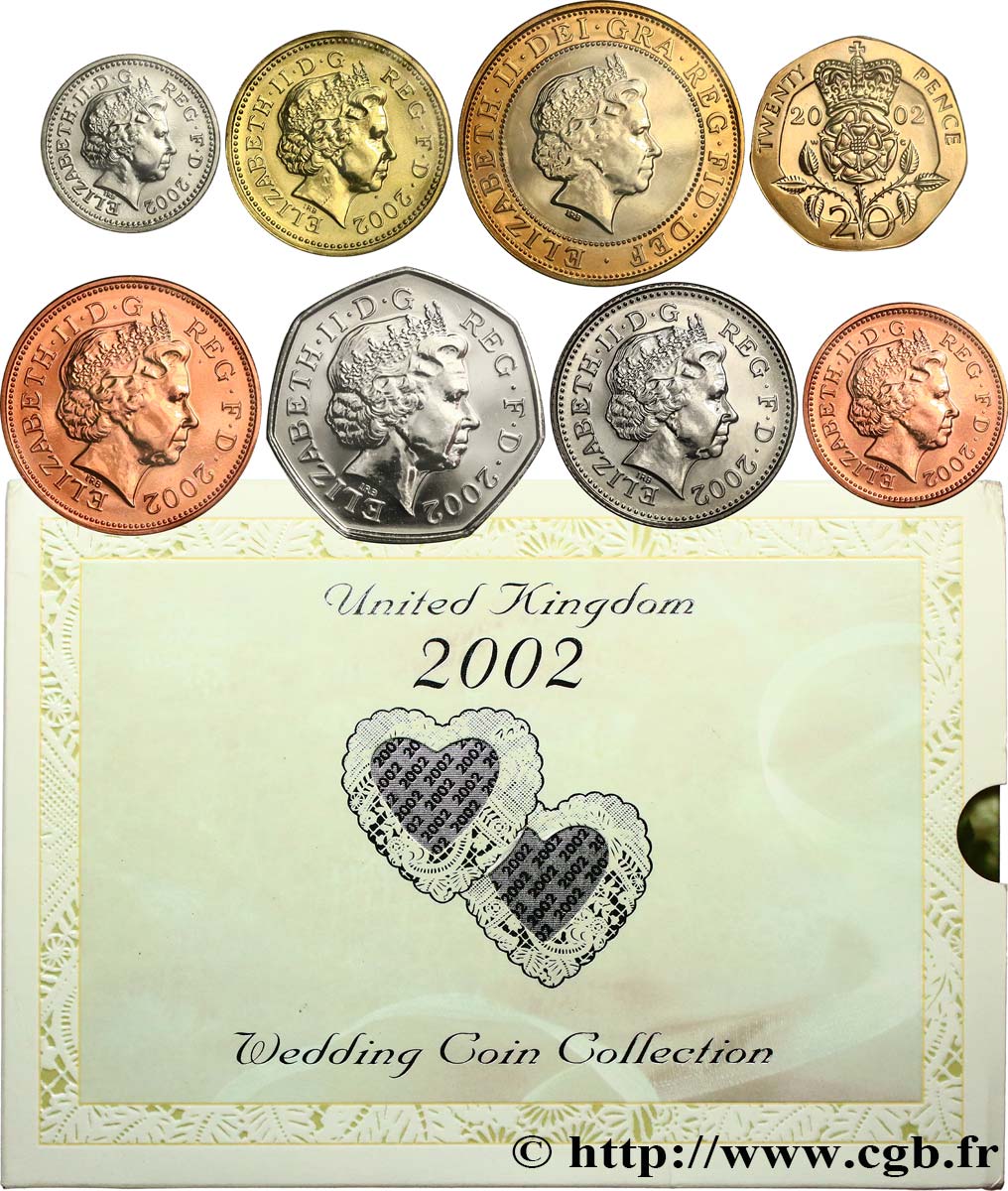 UNITED KINGDOM Séries Proof 8 monnaies - Collection de mariage 2002  MS 