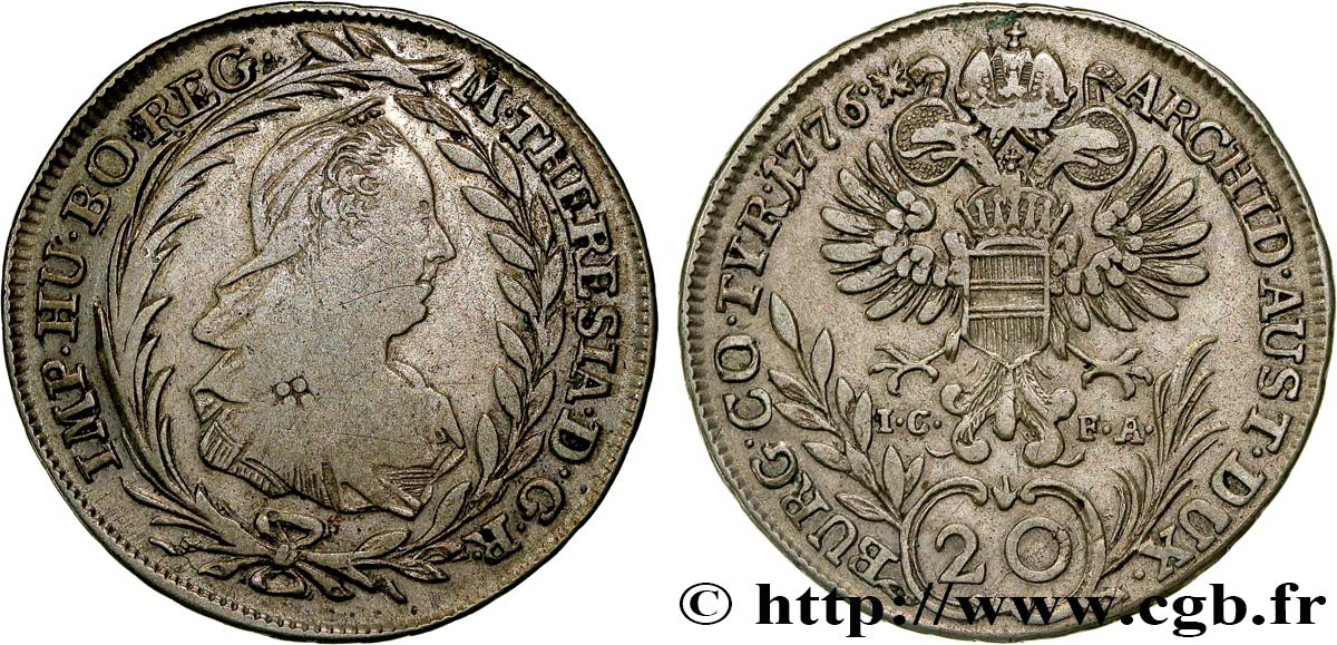 AUSTRIA 20 Kreuzer Marie-Thérèse 1776 Vienne BC+ 