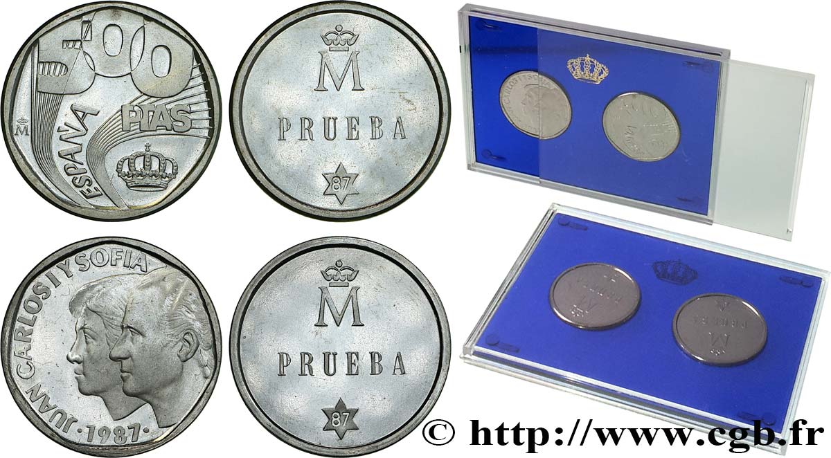 SPAIN Essai de 500 Pesetas - lot de deux monnaies 1987  MS 