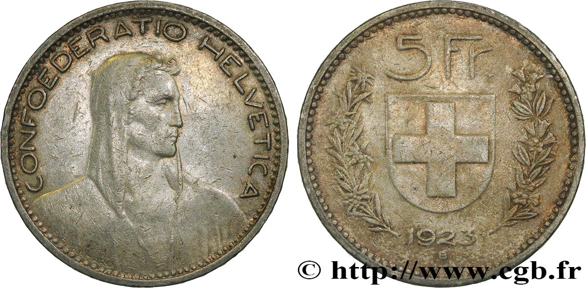 SCHWEIZ 5 Francs berger 1923 Berne fSS 