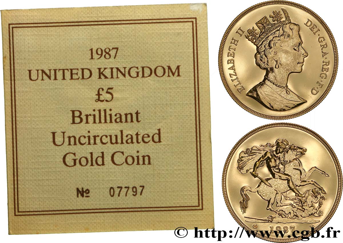 GREAT-BRITAIN - ELIZABETH II 5 Pounds BU 1987 Royal Mint Brilliant Uncirculated 