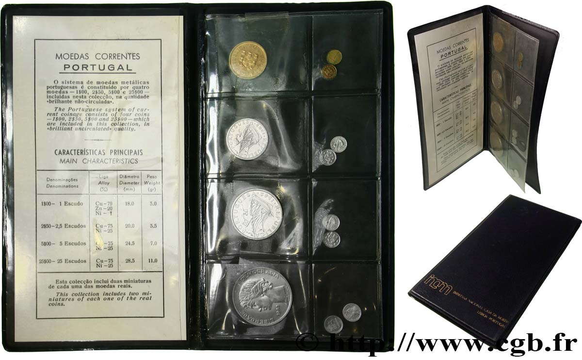 PORTUGAL Série 4 monnaies FDC + miniatures 1982  EBC 