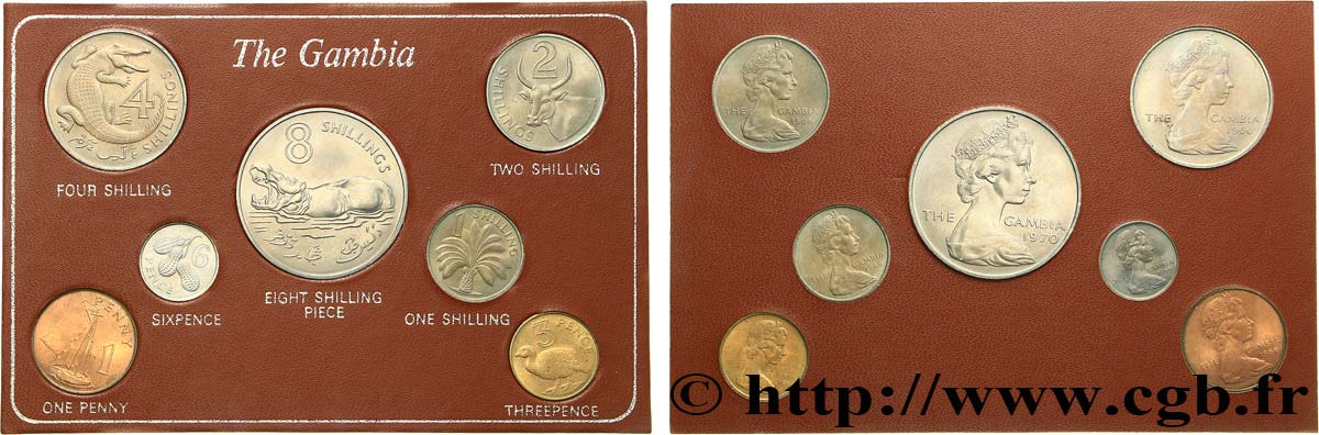 GAMBIE Série Proof 7 monnaies 1966-1970  SPL 