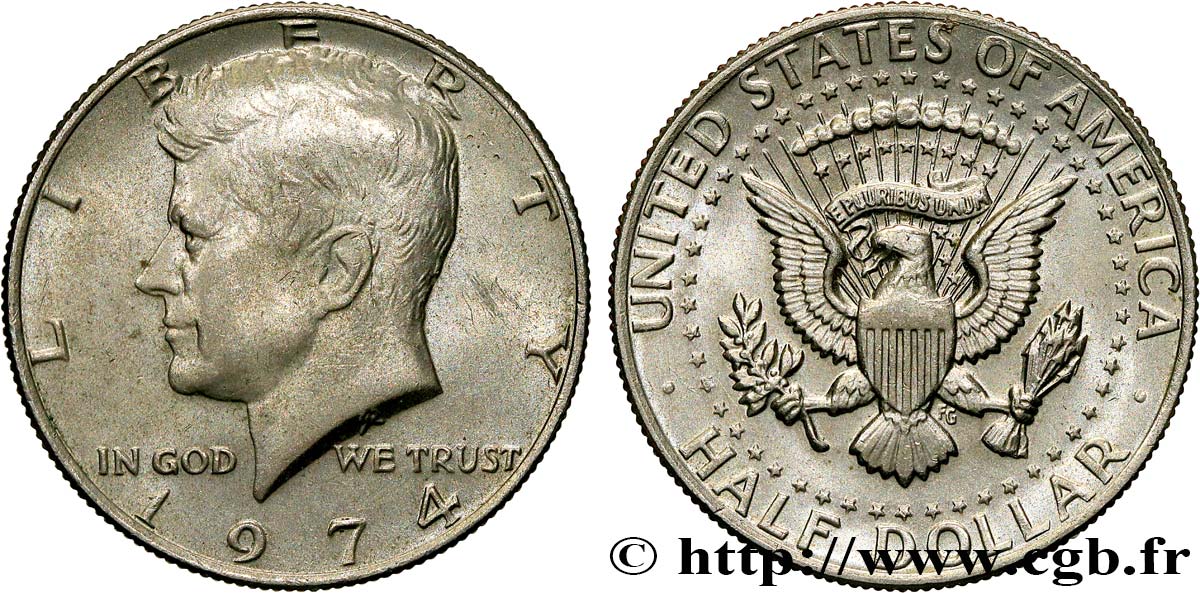 VEREINIGTE STAATEN VON AMERIKA 1/2 Dollar Kennedy 1974 Philadelphie VZ 