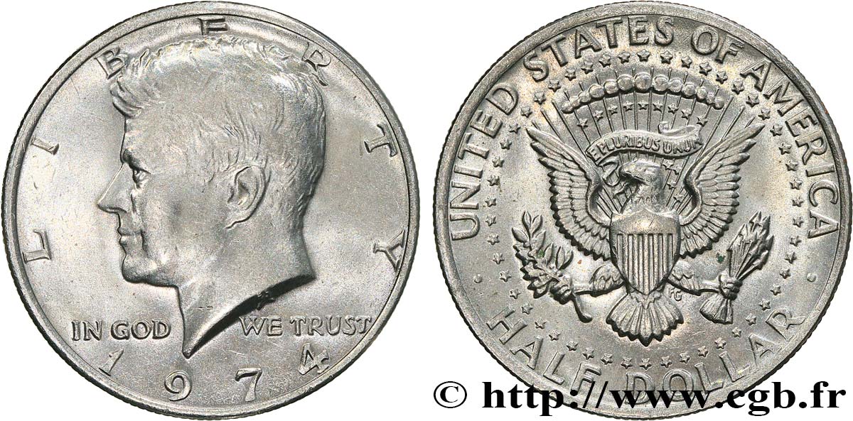 ÉTATS-UNIS D AMÉRIQUE 1/2 Dollar Kennedy 1974 Philadelphie SUP 
