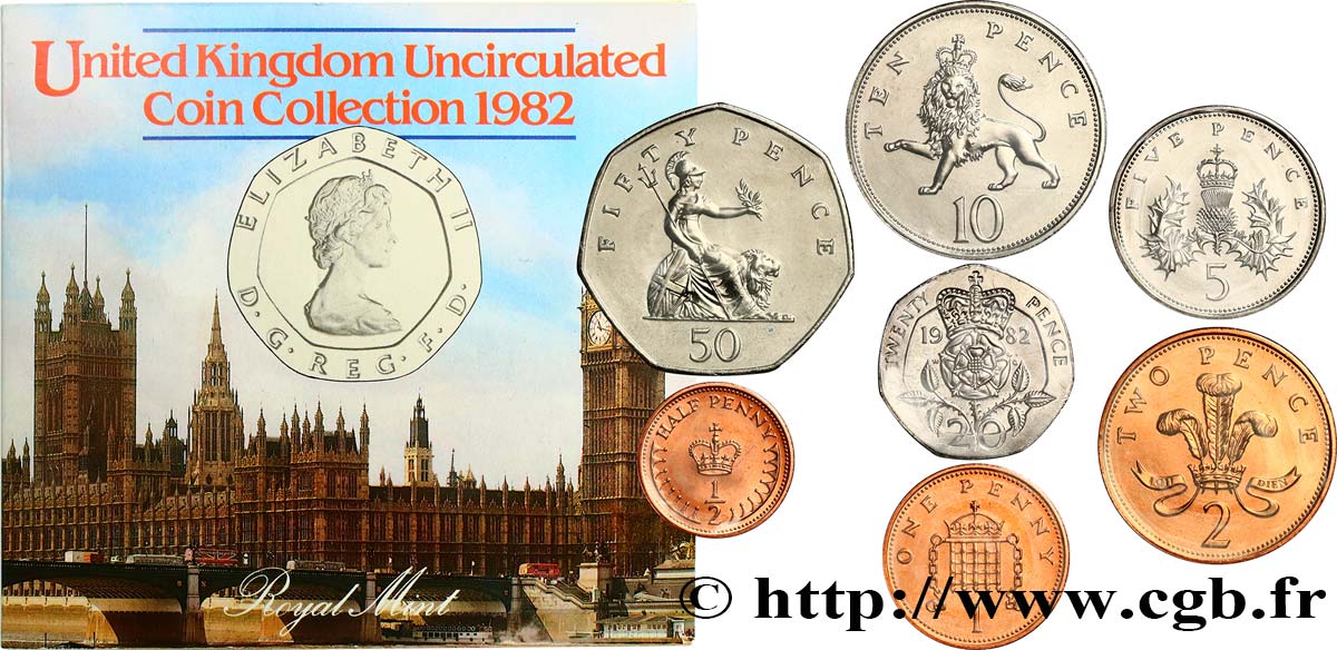 ROYAUME-UNI Série Mint Set 7 monnaies 1982  FDC 