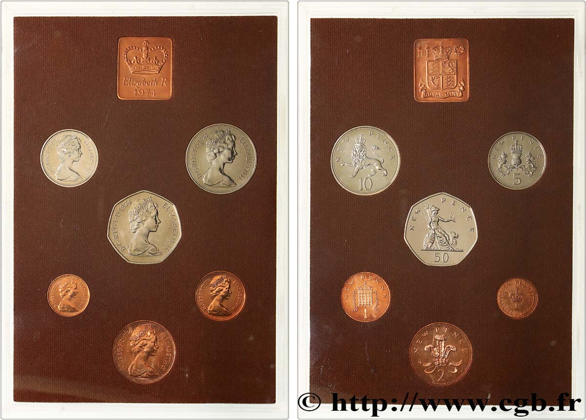 UNITED KINGDOM Série Proof 7 monnaies 1974  MS 