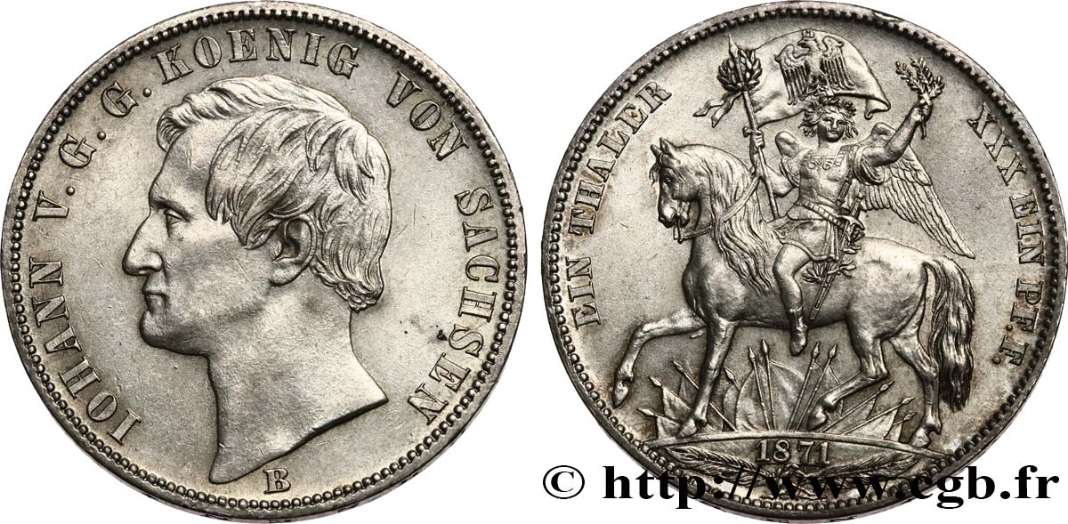 ALLEMAGNE - SAXE 1 Thaler commémoration de la victoire sur la France 1871 Dresde - B TTB+/SUP 