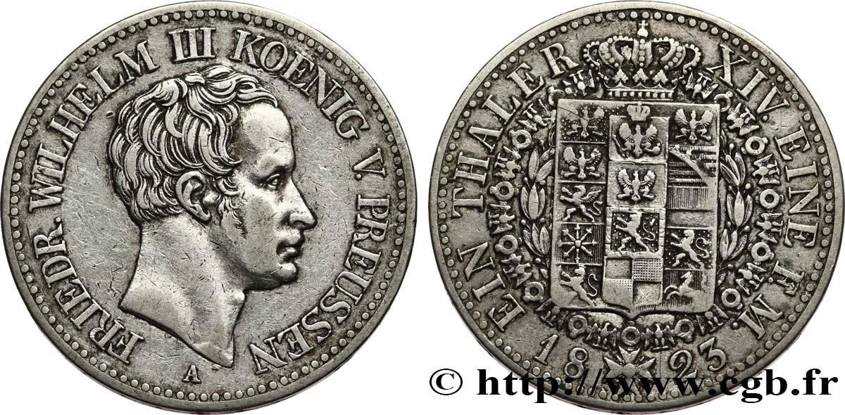 GERMANY - PRUSSIA Thaler Frédéric-Guillaume III 1823 Berlin XF 