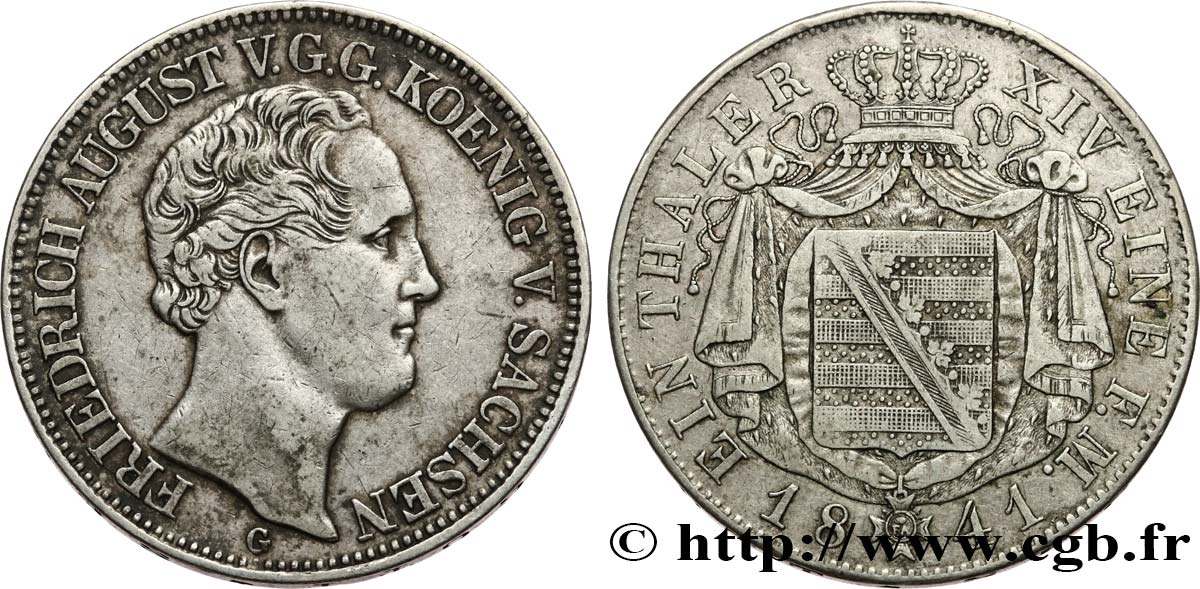 ALEMANIA - SAJONIA Thaler Frédéric Auguste II 1841 Dresde MBC 