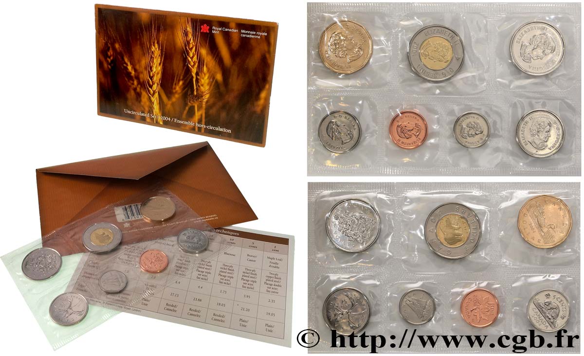 CANADA Série FDC - 7 monnaies 2004 Royal Canadian Mint FDC 