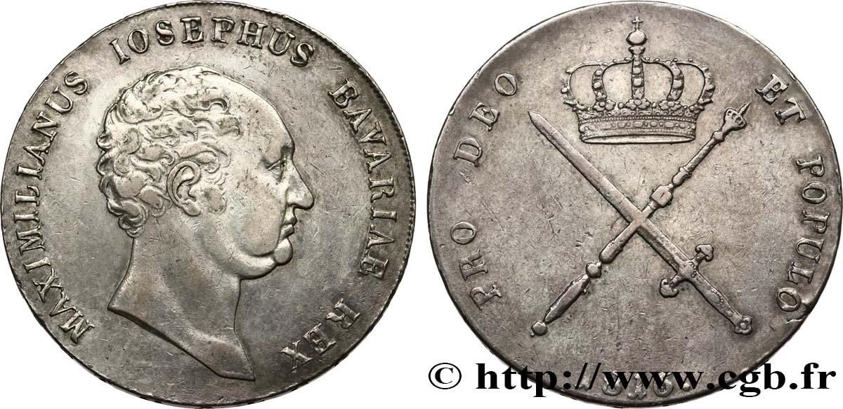 GERMANY - KINGDOM OF BAVARIA - MAXIMILIAN I JOSEPH Thaler à la couronne 1816 Münich XF 