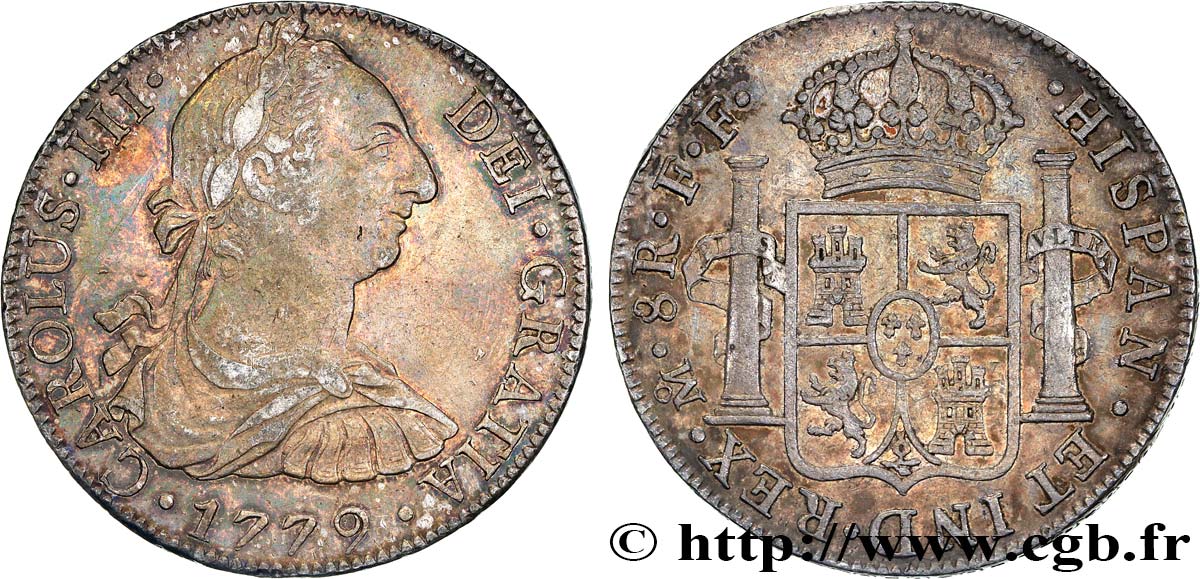 SPANISH AMERICA - MEXICO - CHARLES III 8 Reales 1779 Mexico AU 