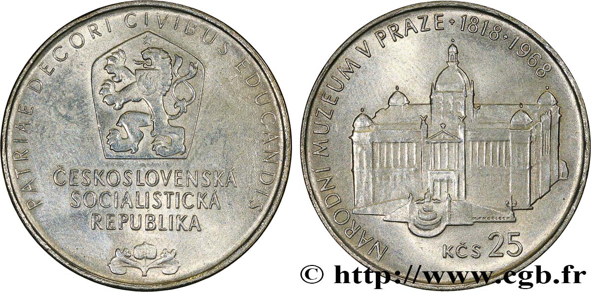 CZECHOSLOVAKIA 25 Korun 150e anniversaire du Musée National de Prague 1968  AU 