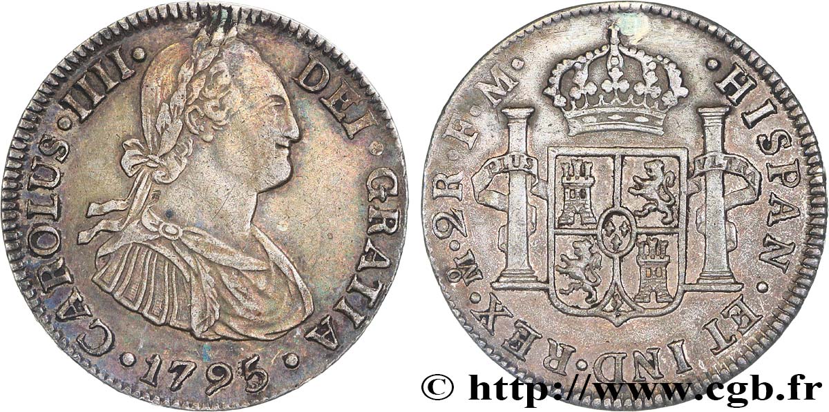 MEXICO - CHARLES IV 2 Reales  1795 Mexico AU 