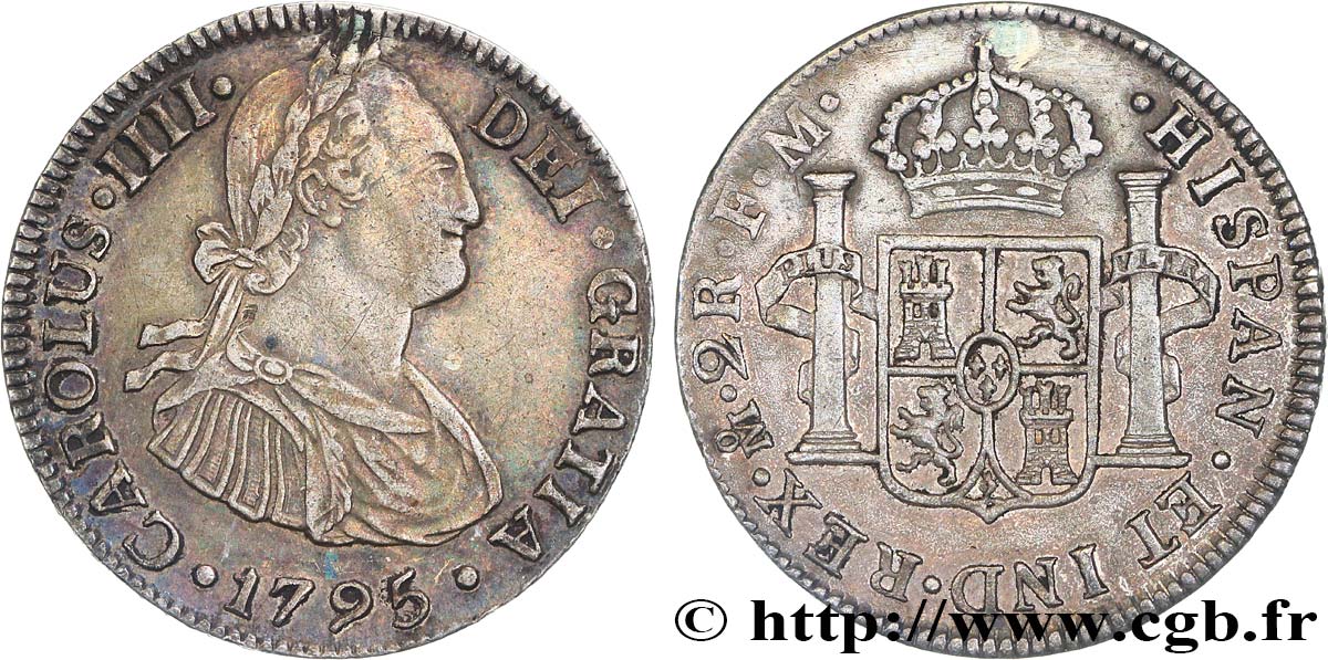 MEXIKO - KARL IV. 2 Reales  1795 Mexico fVZ 