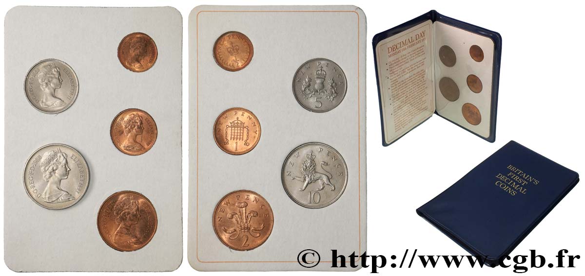 REGNO UNITO Série 5 monnaies - Premier monnayage des pièces décimal 1971  MS 