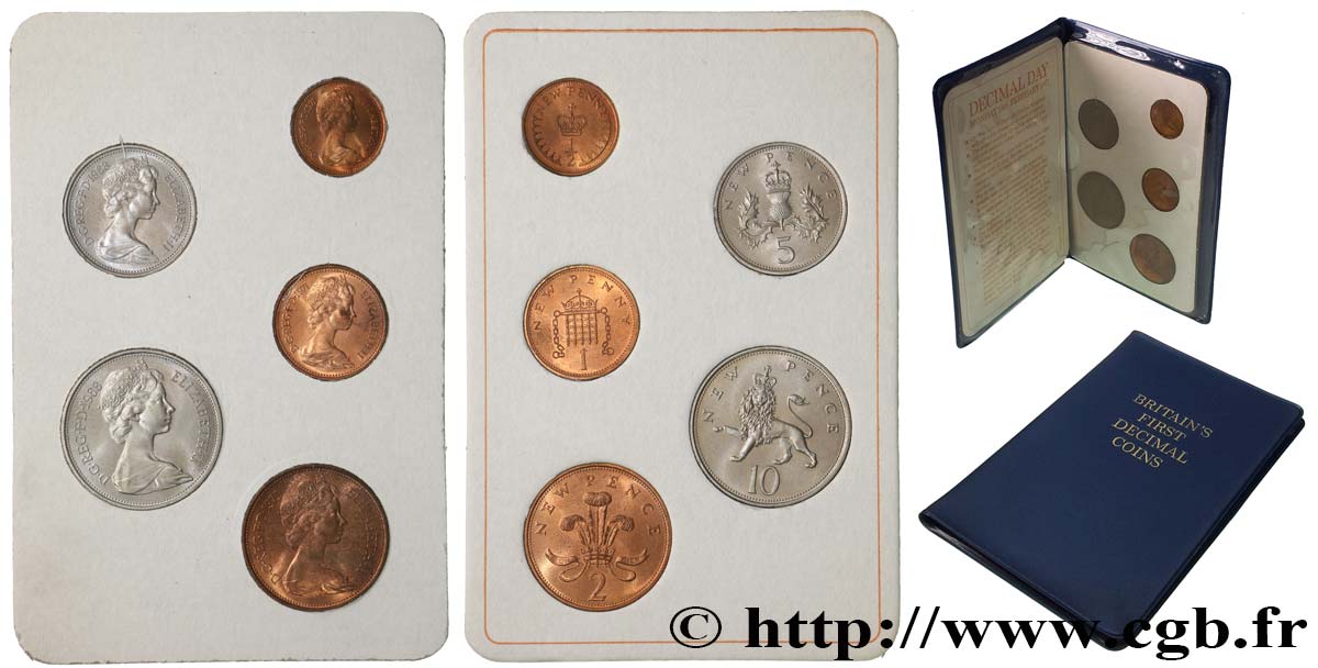 ROYAUME-UNI Série 5 monnaies - Premier monnayage des pièces décimal 1971  SPL 