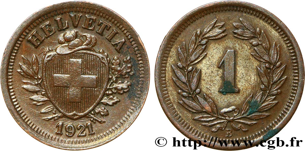 SVIZZERA  1 Centime (Rappen) Croix Suisse 1921 Berne q.SPL 