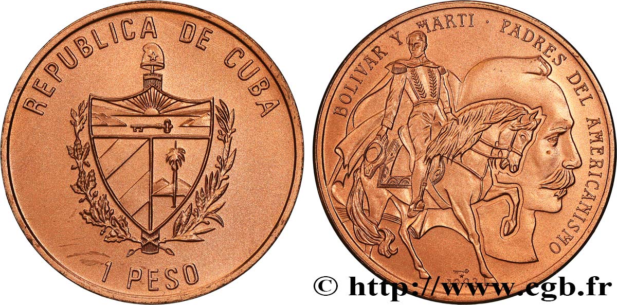 CUBA 1 Peso Simon Bolivar et José Marti 1993 La Havane SC 