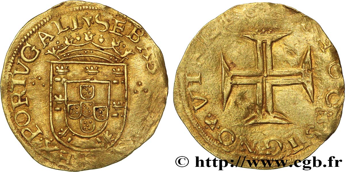 PORTUGAL - KINGDOM OF PORTUGAL - SEBASTIAN Cruzado (500 reis) n.d. Lisbonne XF 