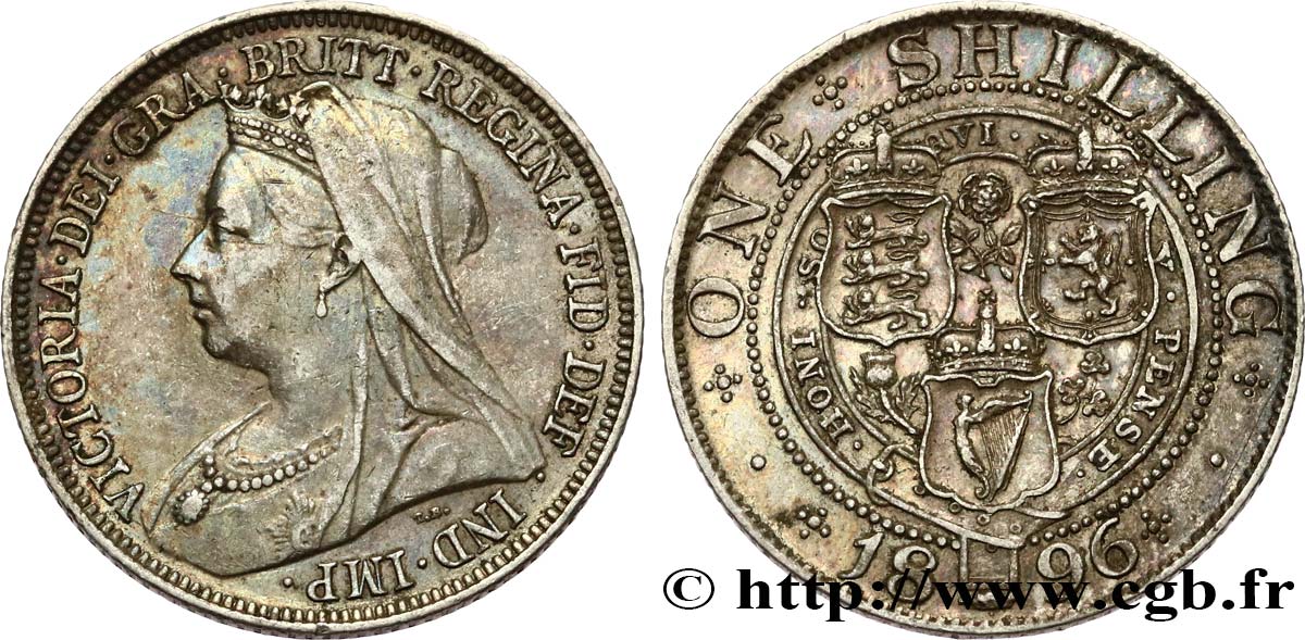 ROYAUME-UNI 1 Shilling Victoria vieille tête  1896  TTB+ 