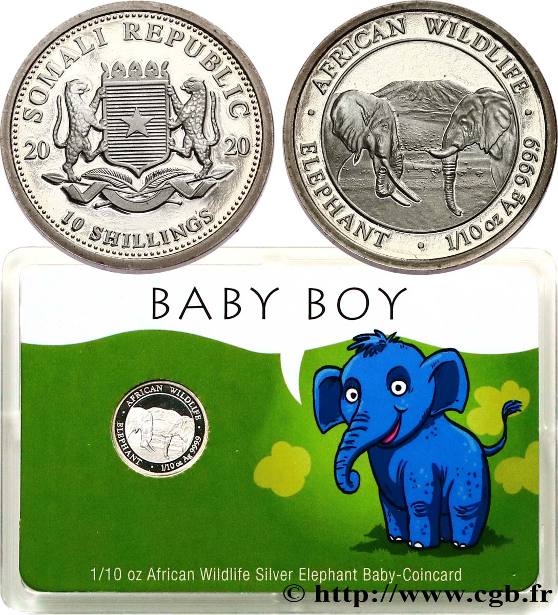 SOMALIA 10 Shillings Proof - Coincard “Baby Boy” 2020  MS 