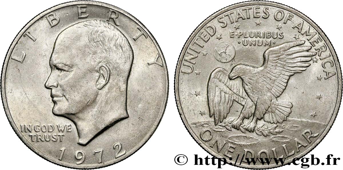 ÉTATS-UNIS D AMÉRIQUE 1 Dollar Eisenhower 1972 Philadelphie TTB 