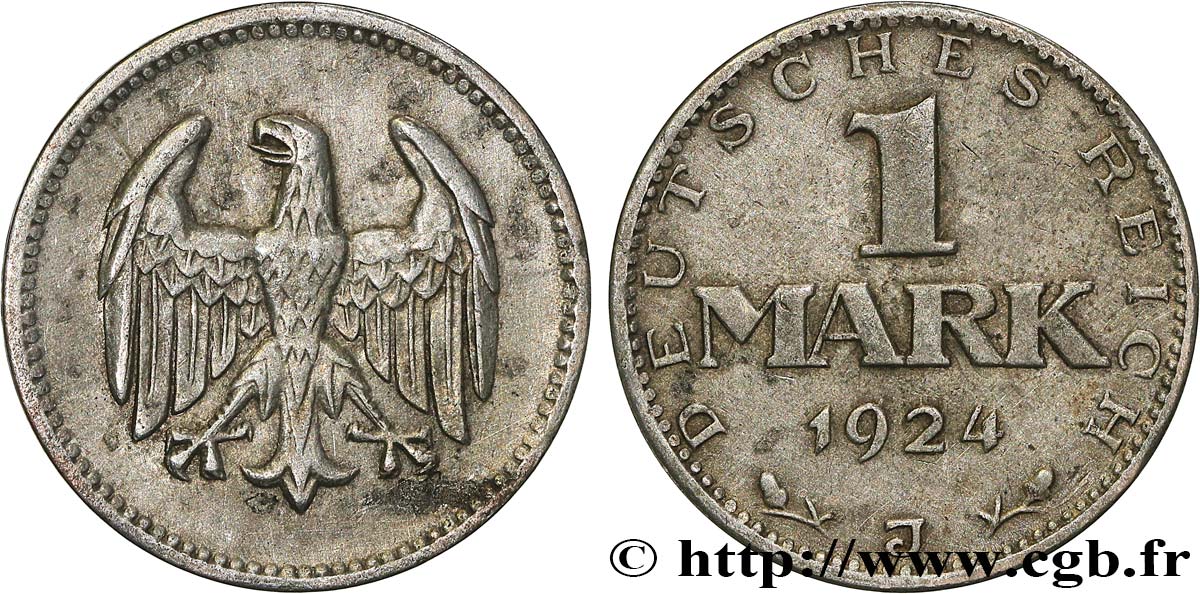 GERMANIA 1 Mark aigle 1924 Hambourg - J q.SPL 