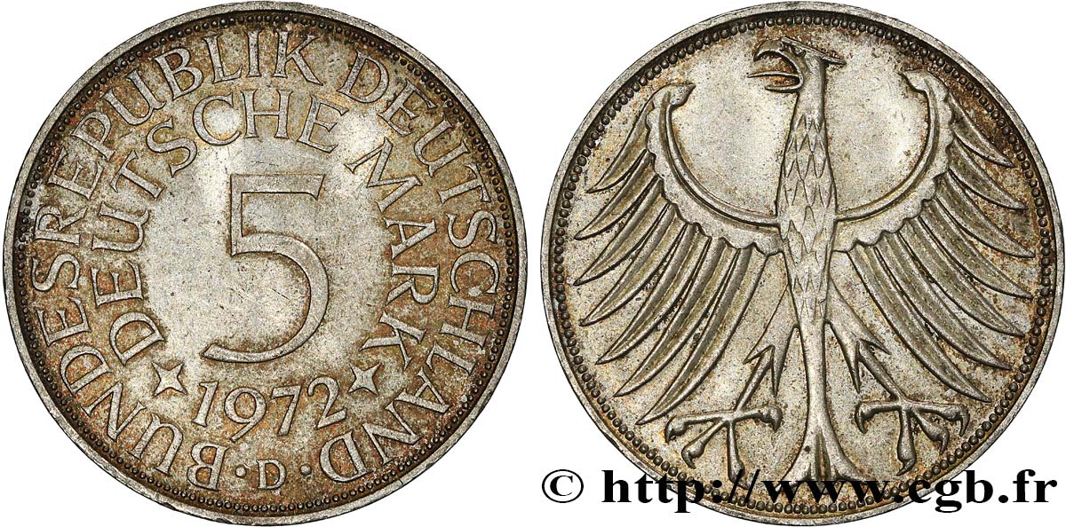 ALLEMAGNE 5 Mark aigle 1972 Munic SUP 