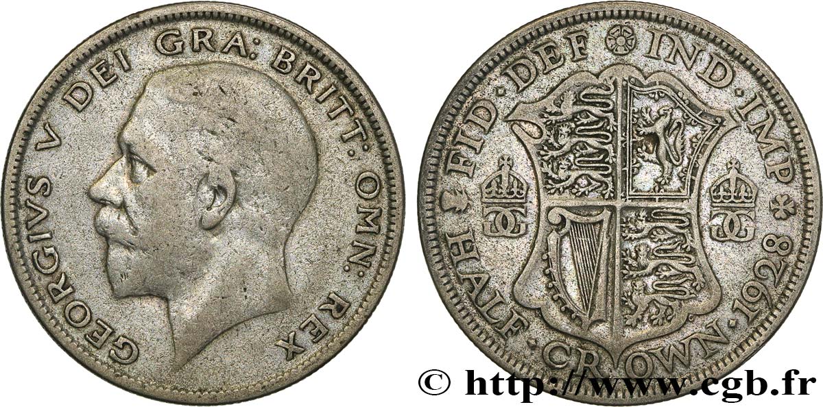 REINO UNIDO 1/2 Crown Georges V 1928  BC 