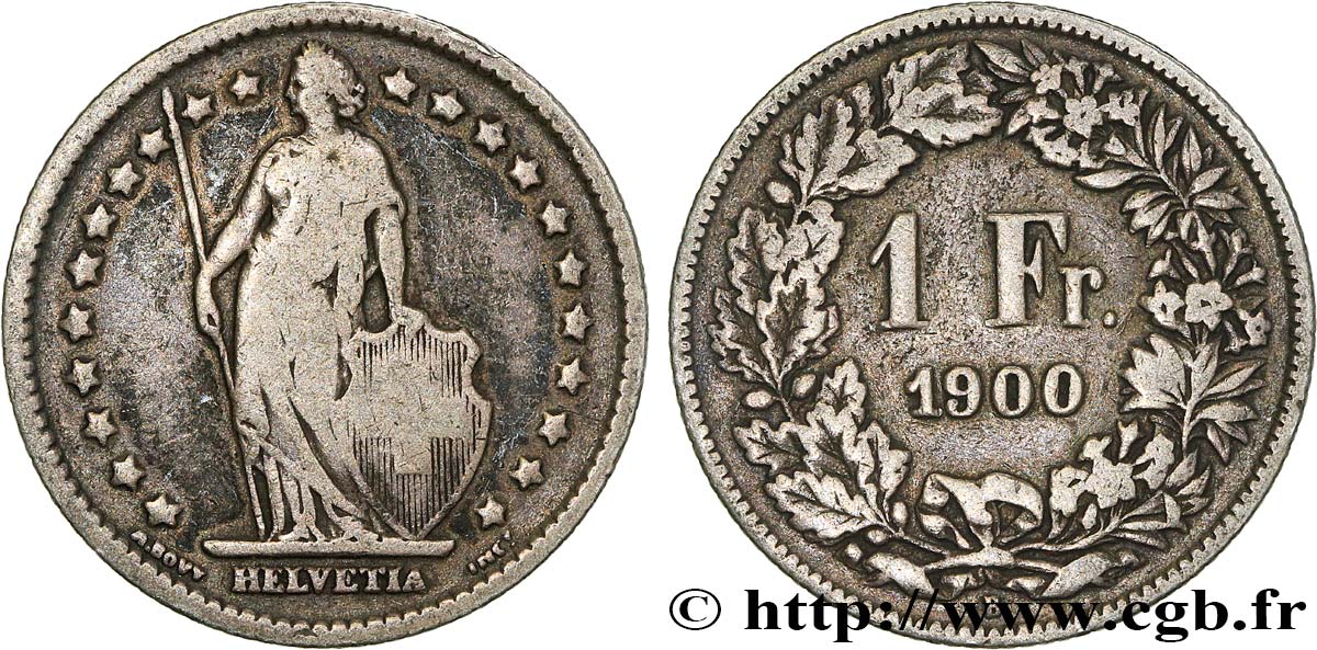 SVIZZERA  1 Franc Helvetia 1900 Berne - B MB 