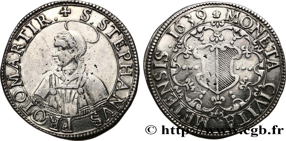 LORRAINE - CITÉ DE METZ Thaler à l&nbsp;écu échancré, 2e type 1639 Metz TB+ 