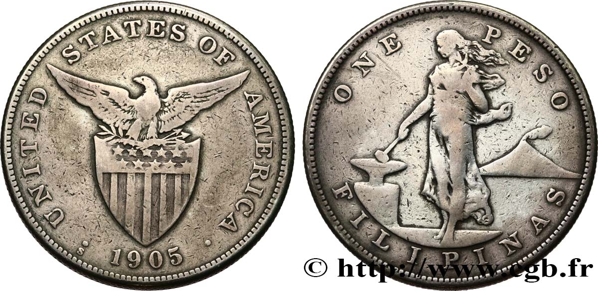 FILIPINAS 1 Peso - Administration Américaine 1905  BC 