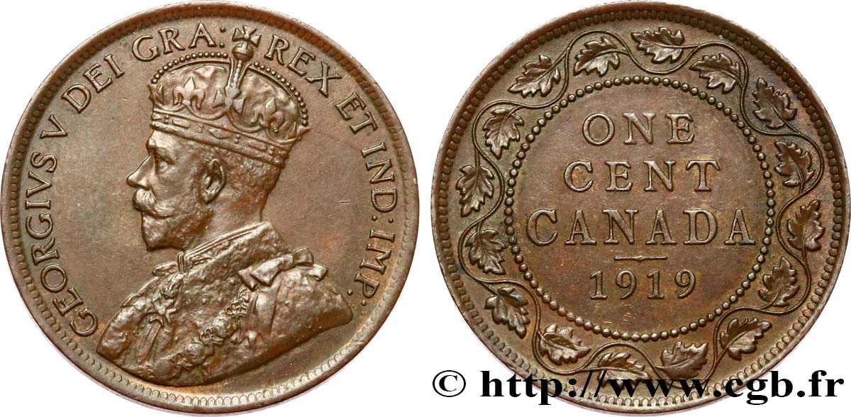 CANADA 1 Cent Georges V 1919  SUP 