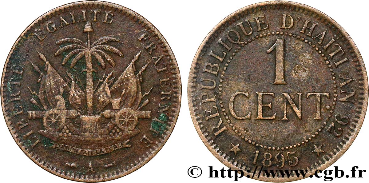 HAITI 1 Centime emblème 1895 Paris q.SPL 