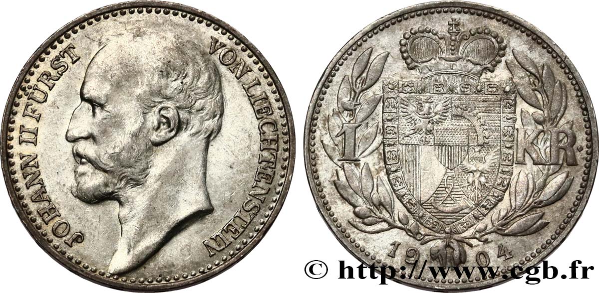 LIECHTENSTEIN 1 Krone Jean II 1904 Berne q.SPL 