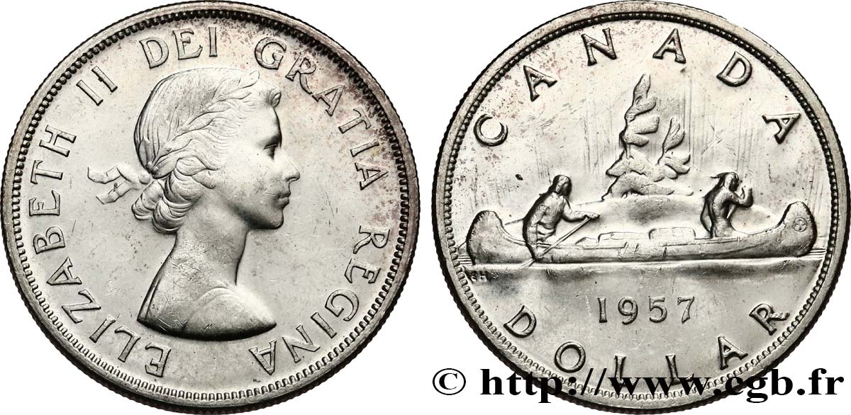 KANADA 1 Dollar Elisabeth II 1957  VZ 