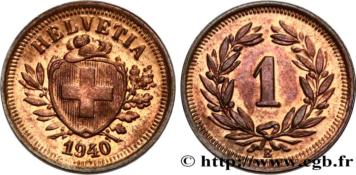 SVIZZERA  1 Centime (Rappen) Croix Suisse 1940 Berne MS 