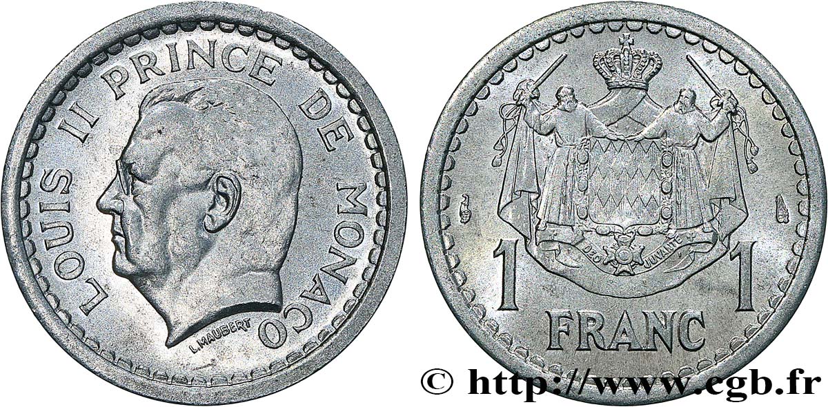 MONACO 1 Franc Louis II (1943) Paris FDC 