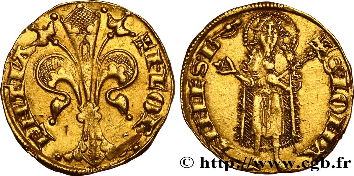 ITALIE - FLORENCE - RÉPUBLIQUE Florin d or, 4e série 1300 Florence TTB+ 